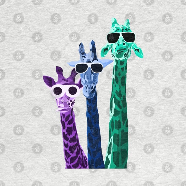 Giraffe trio digital illustration by Quirkypieces